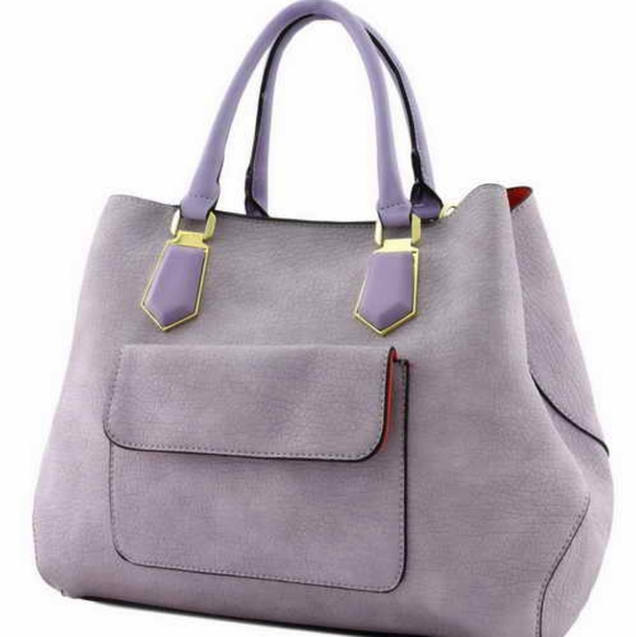 Light Purple Pocket Accent Handbag - Picture 1 of 5